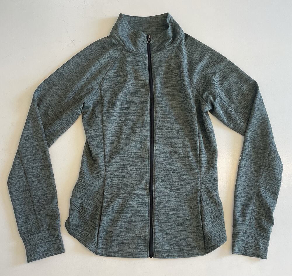 Women Live Love Dream Athletic Med Full Zip Track Jacket Run Green Thumb Holes